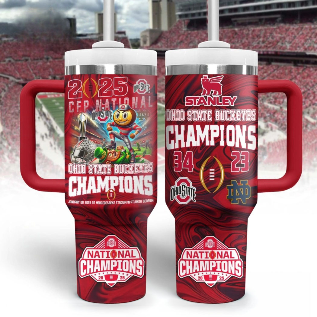 2025 CFP National Ohio State Buckeyes Champions Tumbler With Handle And Straw